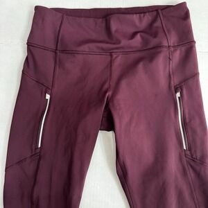 Athleta Rainier Tight Leggings Women's Large 7/8 25" Spiced Cabernet EUC